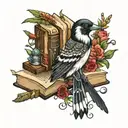 magpie alien books tattoo design idea