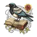 magpie alien books tattoo design idea