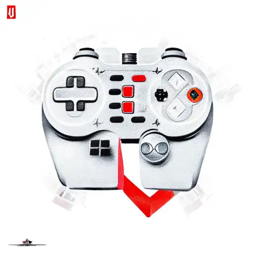 A new-school style tattoo of a video game controller surrounded by Jordan shoes tattoo design idea