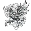A fiery phoenix rising from flames symbolizing strength and resilience tattoo design idea