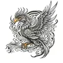 A fiery phoenix rising from flames symbolizing strength and resilience tattoo design idea