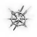 Sword of Damocles + Christian cross tattoo design idea