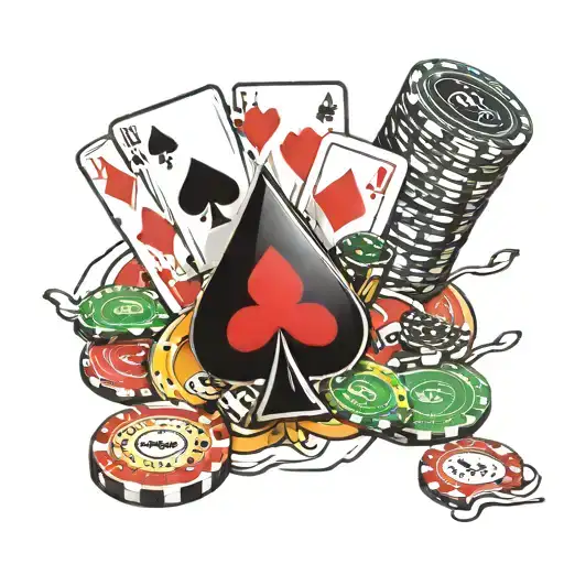 poker hand and chips tattoo design idea