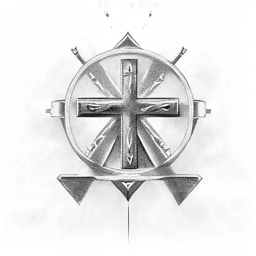 Christian Cross, light, armor, Scripture tattoo design idea
