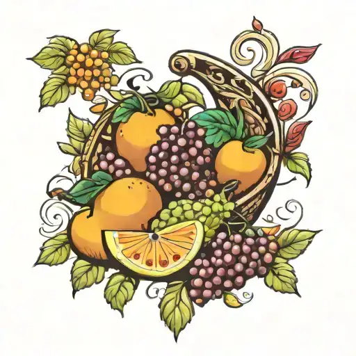 cornucopia filled with fruit  tattoo design idea