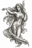 Aphrodite full body sexy realistic woman tattoo design idea