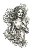 Aphrodite full body sexy realistic woman tattoo design idea