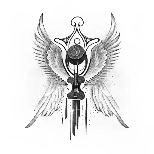 A guitar with wings tattoo design idea