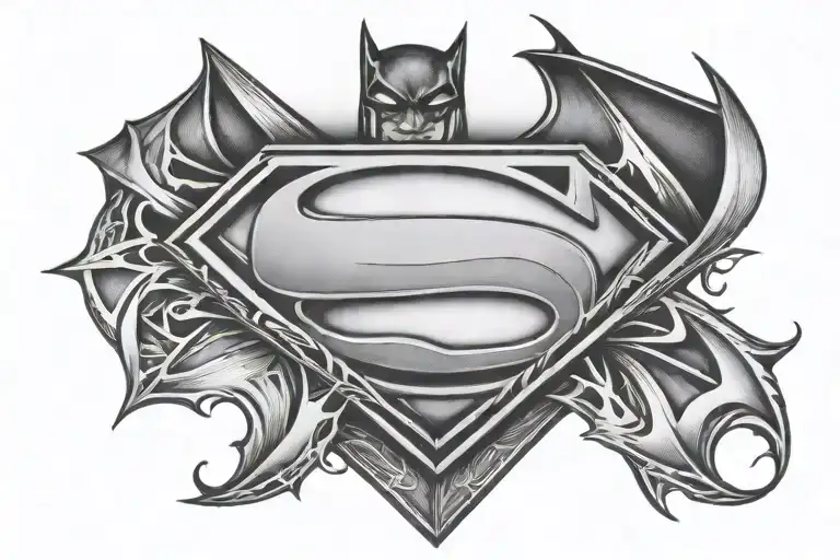 superman and batman logo tattoo design idea
