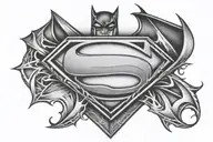 superman and batman logo tattoo design idea