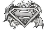 superman and batman logo tattoo design idea