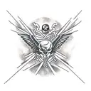 vulture with skull of animal tattoo design idea