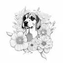 coonhound with flowers tattoo design idea