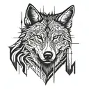 half wolf head abstract arrow  tattoo design idea