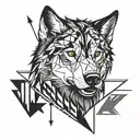half wolf head abstract arrow  tattoo design idea