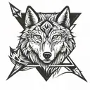 half wolf head abstract arrow  tattoo design idea