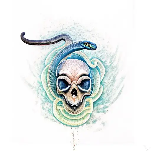 Snake Skull Water tattoo design idea
