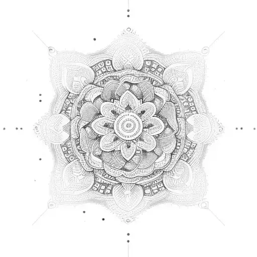 A dotwork mandala inspired by the vibrant colors and patterns of Punjab tattoo design idea