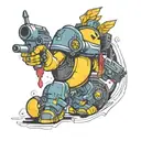 Create a platform for a Pacman-style video game of a character who recruits people with a PC and is portrayed by police. tattoo design idea