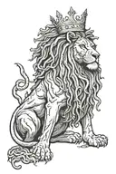 Lion with a dreadlock wearing a crown and smoking weed. Crown has a basketball sigh with Kobe's number  tattoo design idea