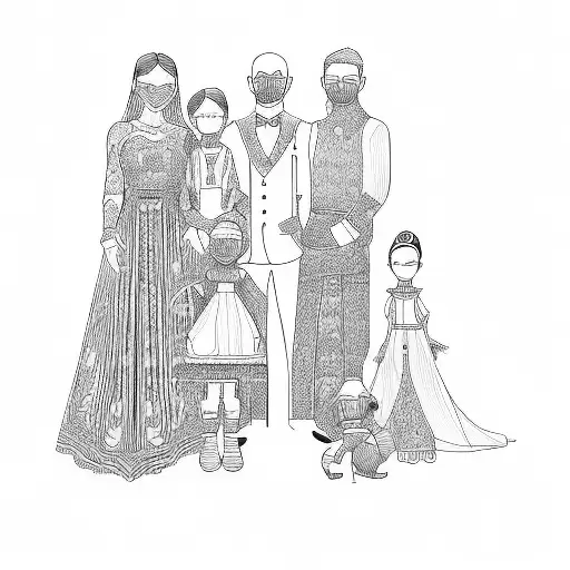 a family posing for a picture tattoo design idea