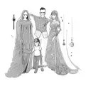 a family posing for a picture tattoo design idea