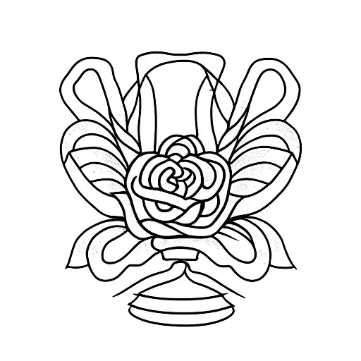 A minimalist tattoo of a snake wrapped around a bouquet of flowers with the phrase 'give me my flowers while I'm here', symbolizing the importance of appreciating beauty and life in the present moment tattoo design idea