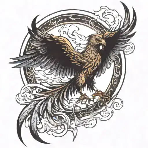 create a masculine and unique Phoenix for men tattoo tattoo design idea