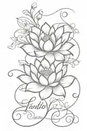 lotus flowers with faith script surrounded and vines  tattoo design idea