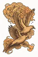 clouds with dove flying tattoo design idea