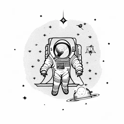Astronaut in space looking at stars while sitting in a chair tattoo design idea