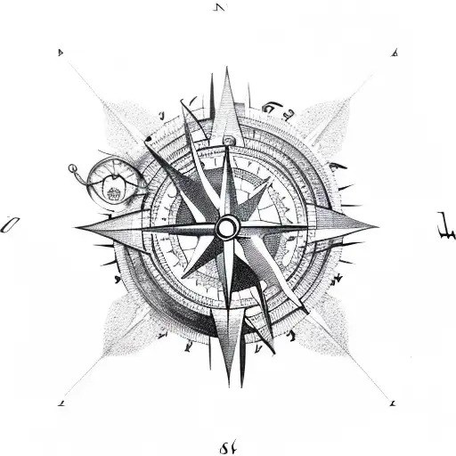 compass with patronus tattoo design idea