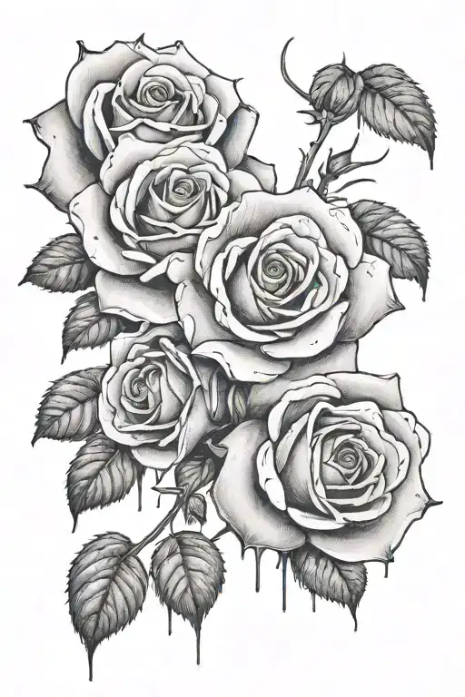 roses in the rain tattoo design idea