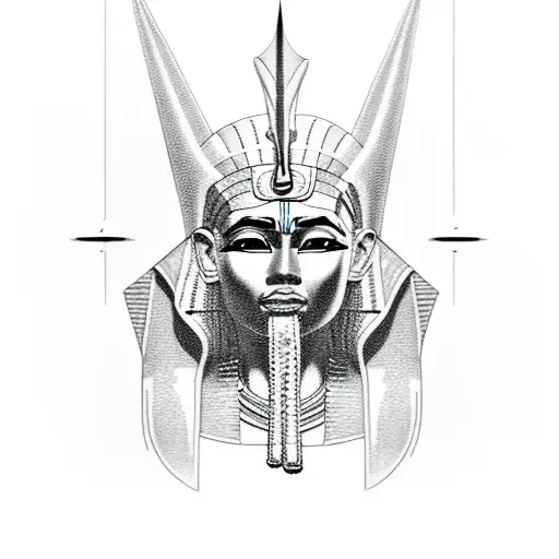 pharaoh with a cracked face  tattoo design idea