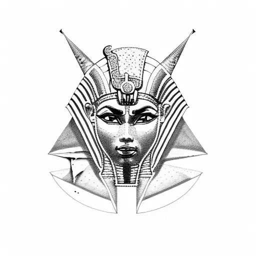 pharaoh with a cracked face tattoo design idea