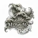 sic parvis magna writing with in waves forming tattoo design idea