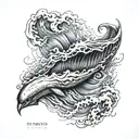 sic parvis magna writing with in waves forming tattoo design idea