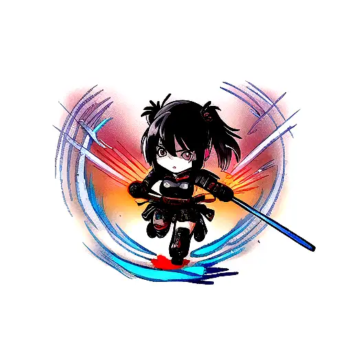 Lucy from cyberpunk edge runner in the form and on the upper side forum never fade away with the samurai logo tattoo design idea