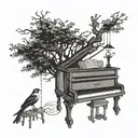 to kill a mockingbird tree with boy under making music notes on piano tattoo design idea