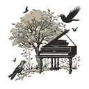to kill a mockingbird tree with boy under making music notes on piano tattoo design idea