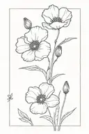 forget me not And poppy  flower black  tattoo design idea