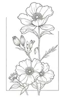 forget me not And poppy  flower black  tattoo design idea