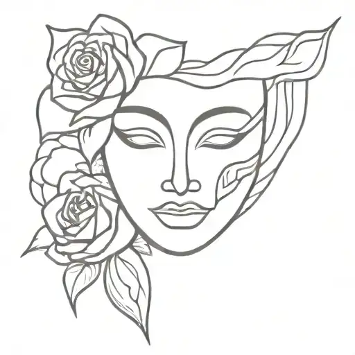 drama mask rose tattoo tattoo design idea