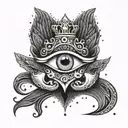 A wave design incorporating elements of the Turkish evil eye and the Claddagh symbol, representing strength and loyalty tattoo design idea