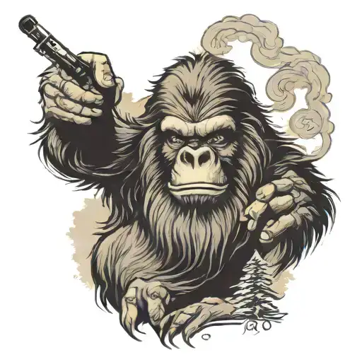 Sasquatch smoking a joint tattoo design idea