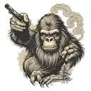 Sasquatch smoking a joint tattoo design idea