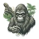 Sasquatch smoking a joint tattoo design idea