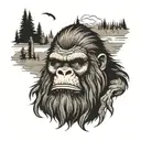 Sasquatch smoking a joint tattoo design idea