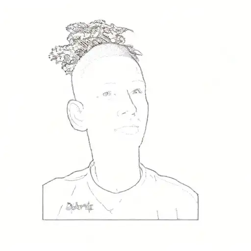 a man in front of a pink wall art representation made only tattoo design idea