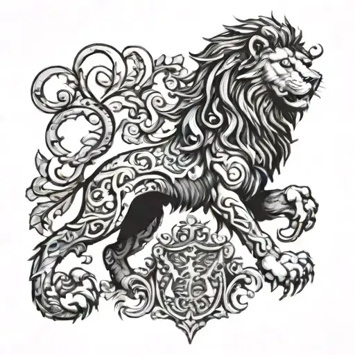 heraldic lion tattoo design idea